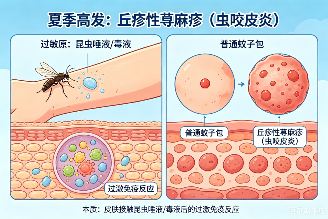 夏季皮肤病高发 丘疹性荨麻疹与带状疱疹需警惕 (1).png
