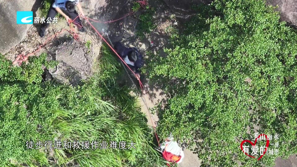 秀山丽水 一座有爱的城市:市民户外徒步中暑被困悬崖 缙云救援人员搭人梯施救